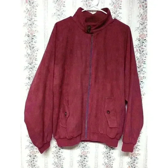 Weekendz Off Maroon Polyester Jacket Zip Up Men's Size Medium Pockets - Picture 1 of 8